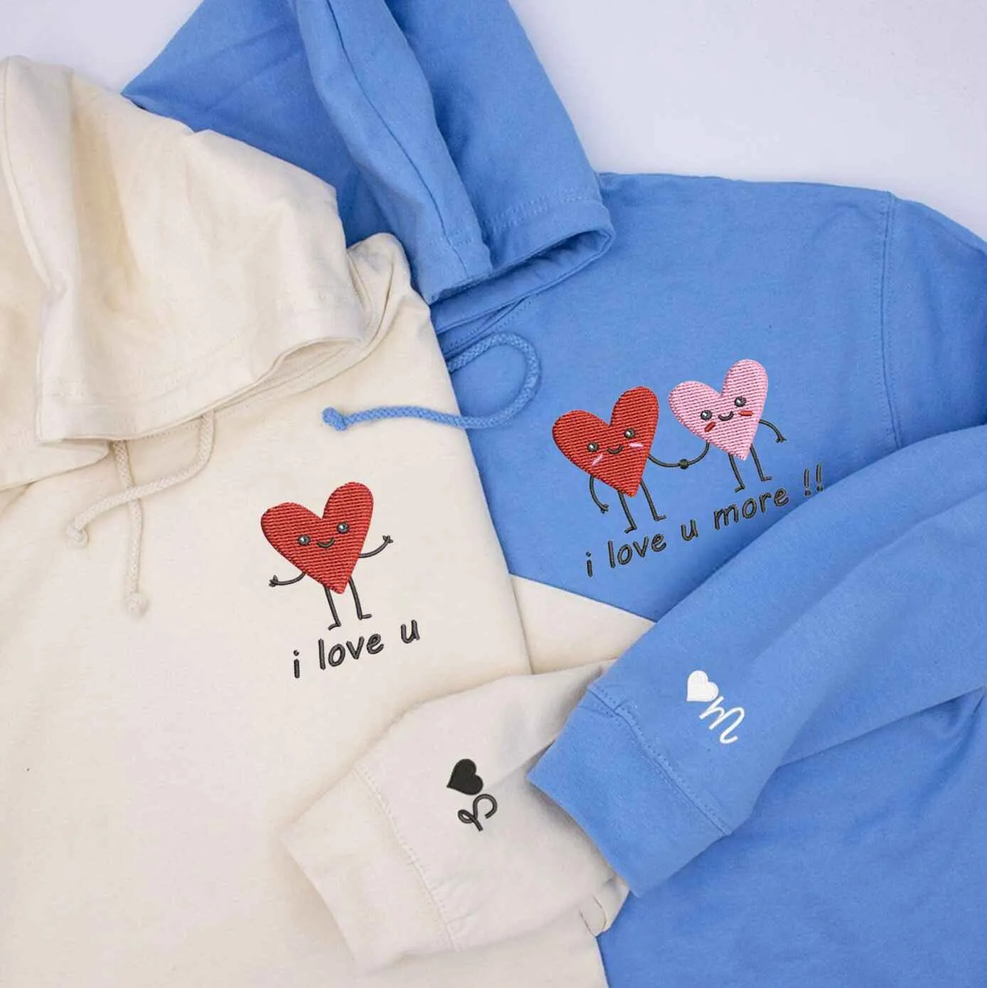 Adorable "I Love You, I Love You More" Matching Couple Hoodies Set