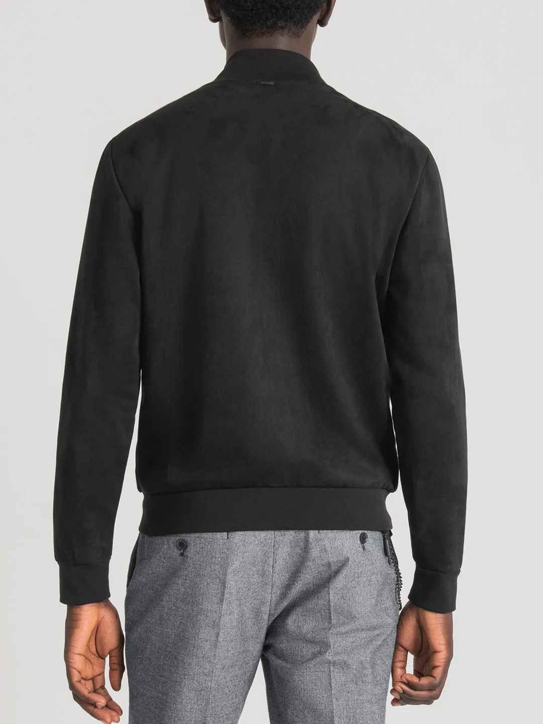 Antony Morato Men Solid Stand Collar Full Sleeves Sweatshirt