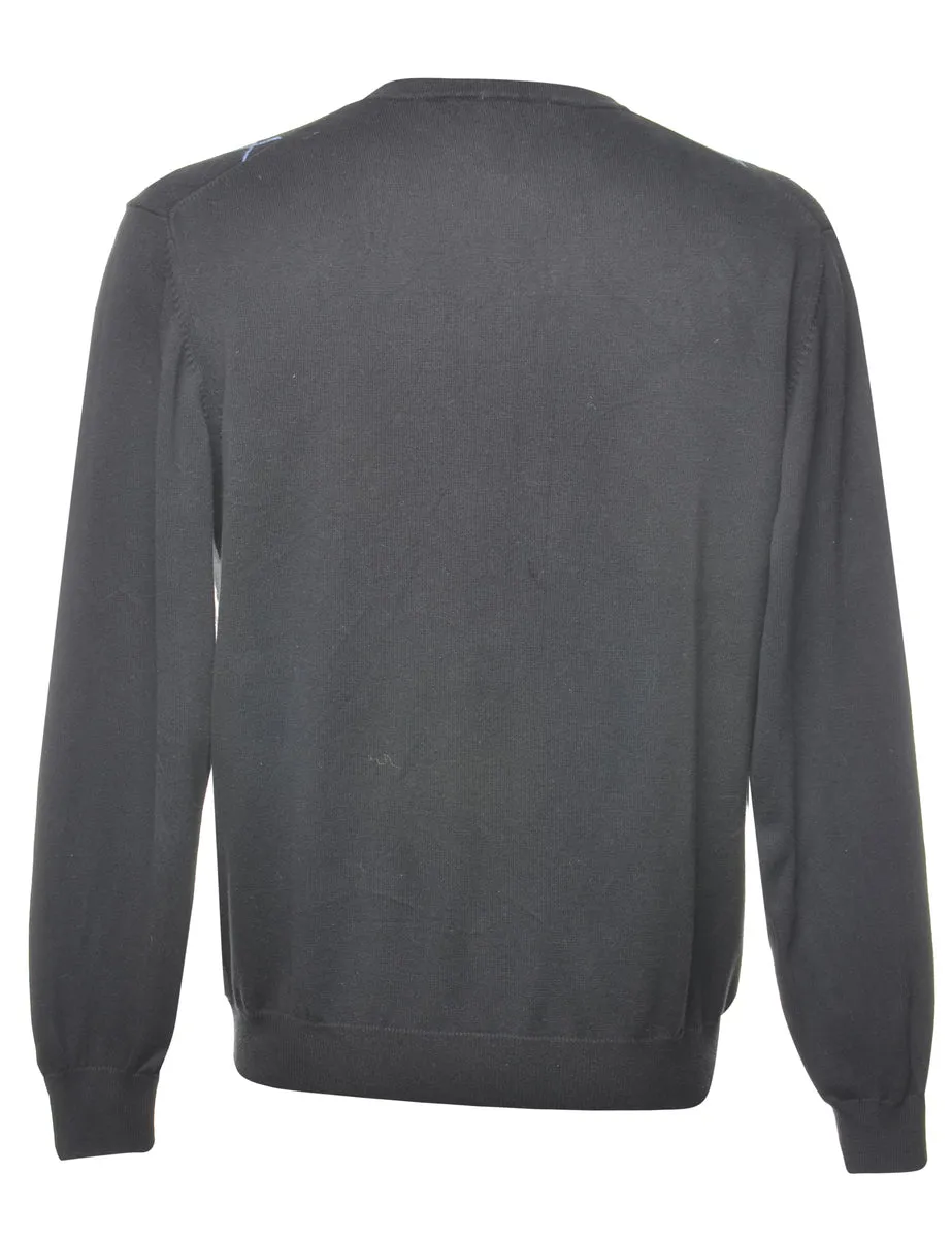 Argyle Black Classic Jumper - M