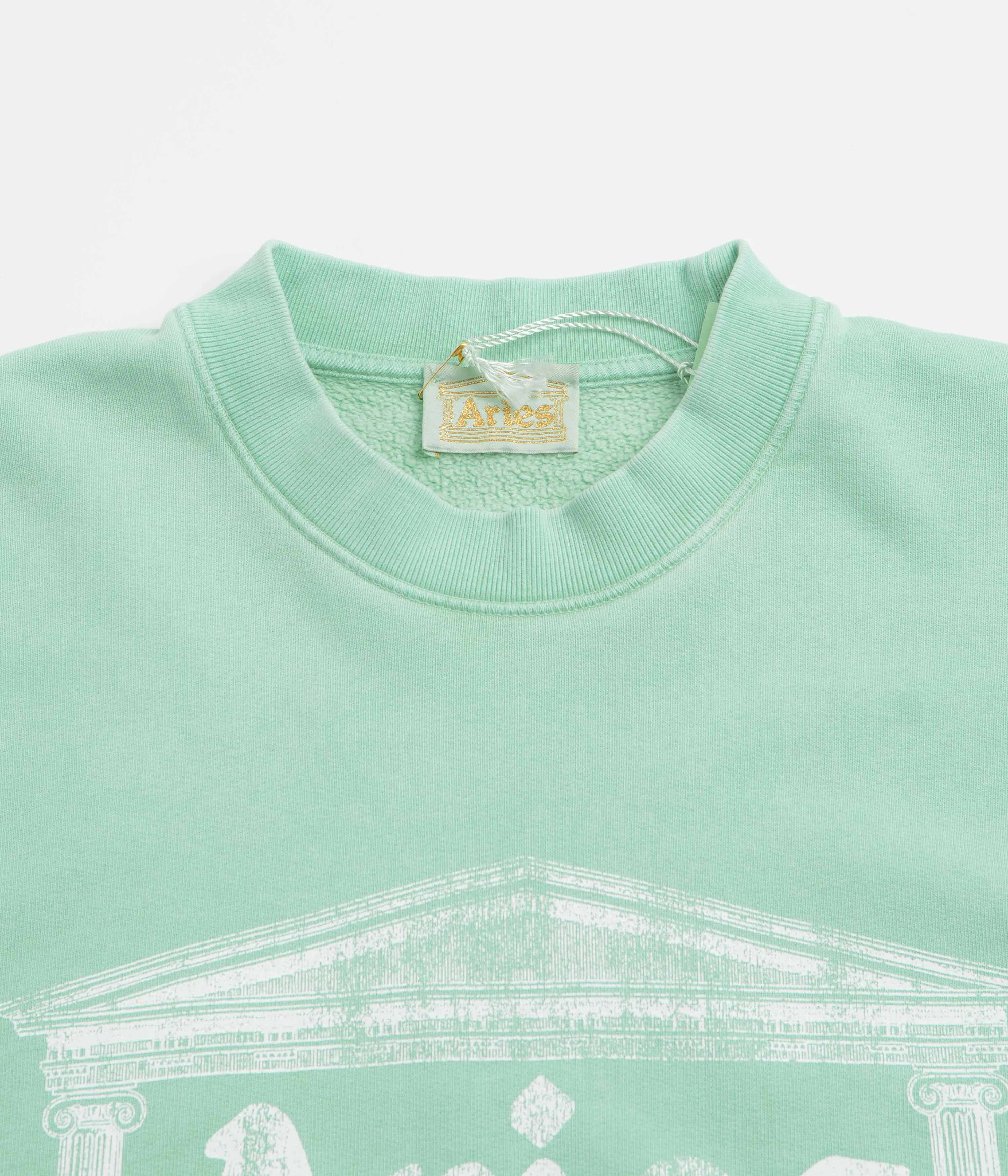 Aries Aged Ancient Column Crewneck Sweatshirt - Aqua