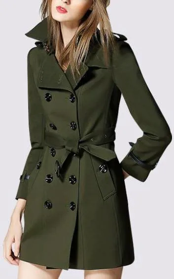 Army Green Short Trench Coat