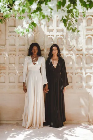 Black Sundari Goddess Silk Gown • Bridesmaid Wedding Dress • Bohemian Silk Maxi Dress