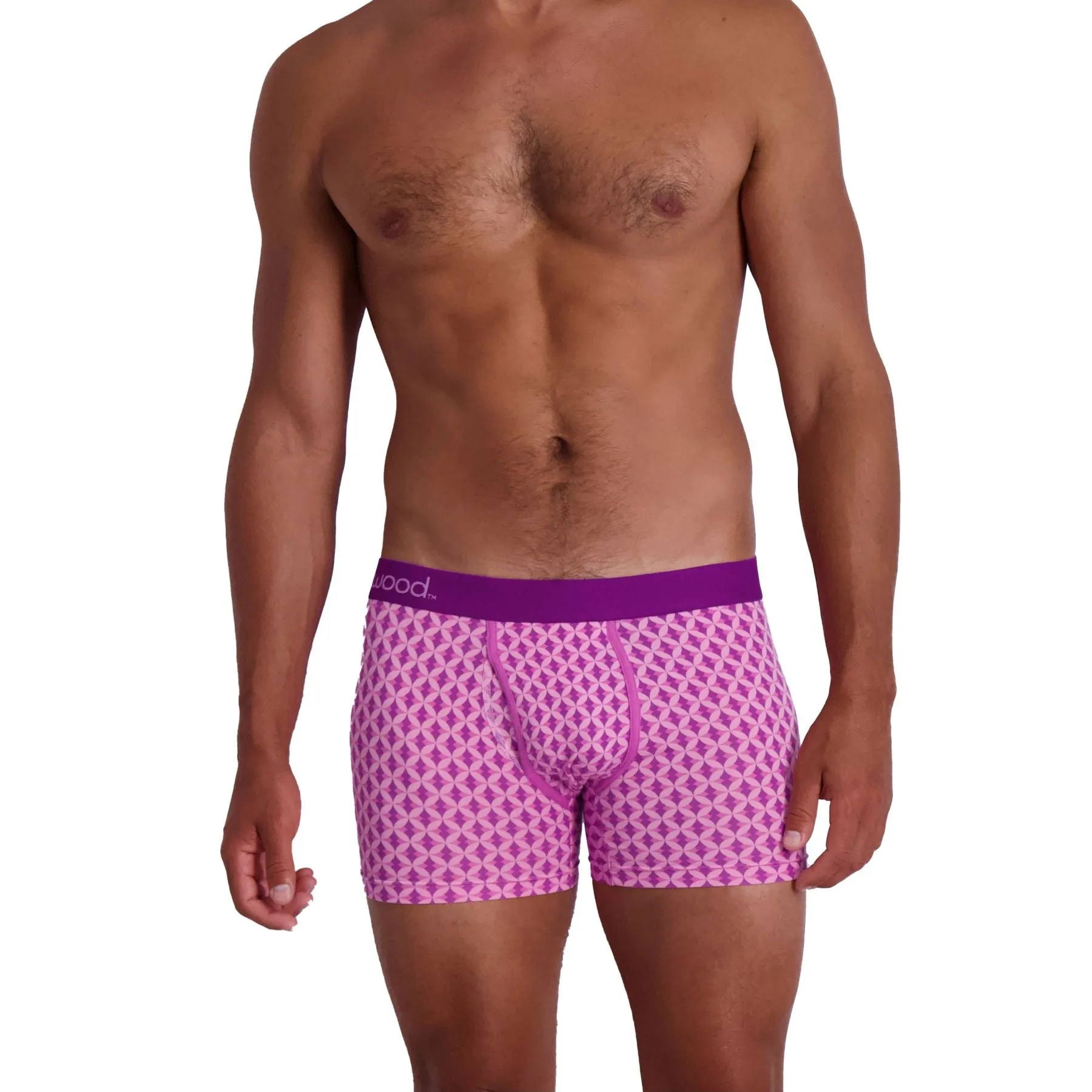 Boxer Brief w/ Fly in Purple Interlock by Wood Underwear