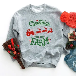 Christmas on the Farm Tractor Graphic Sweatshirt