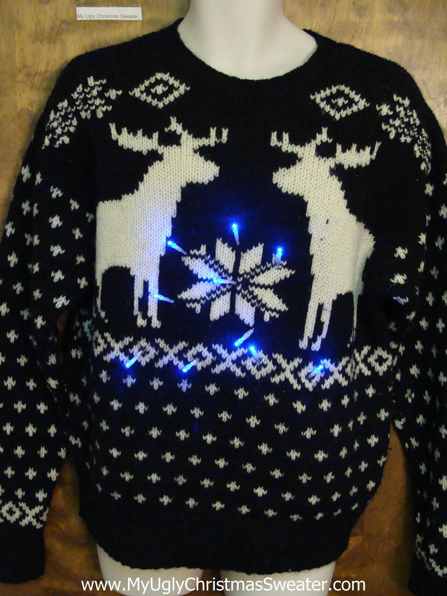 Dueling Reindeer Ugly Christmas Sweater with Lights