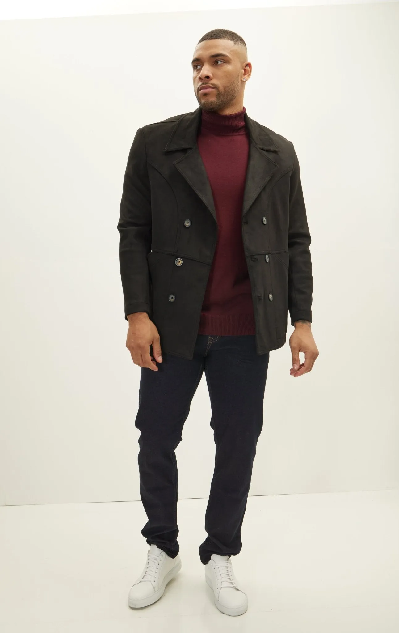Faux Suede Bond Peacoat - Black