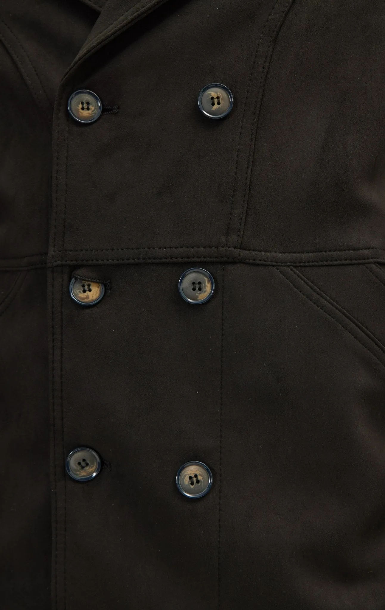Faux Suede Bond Peacoat - Black
