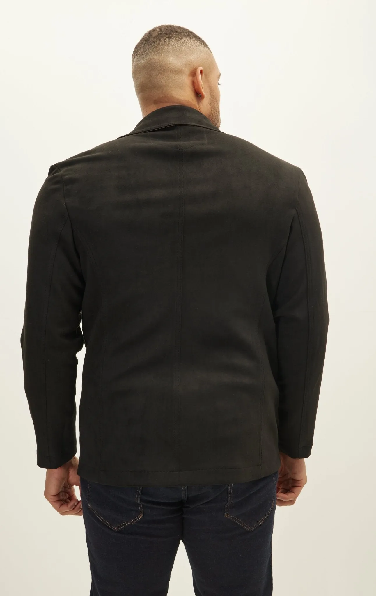 Faux Suede Bond Peacoat - Black