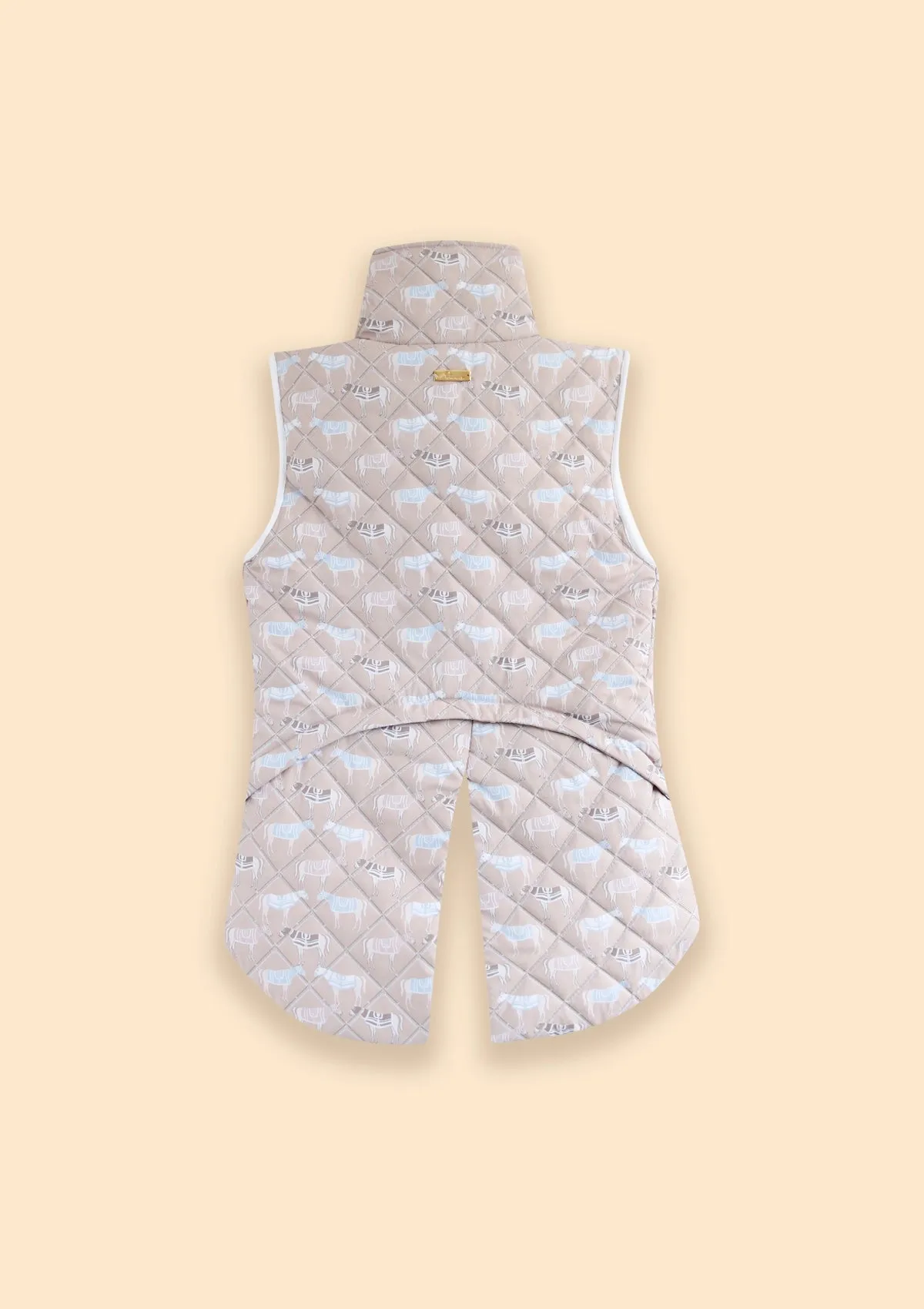 Florence Quilted Vest | Victory Print | Taupe