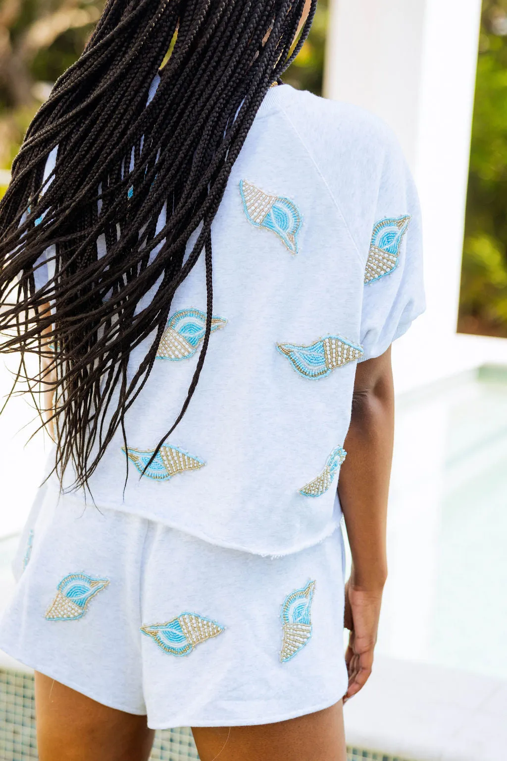 Grey Scattered Beaded Shell Short