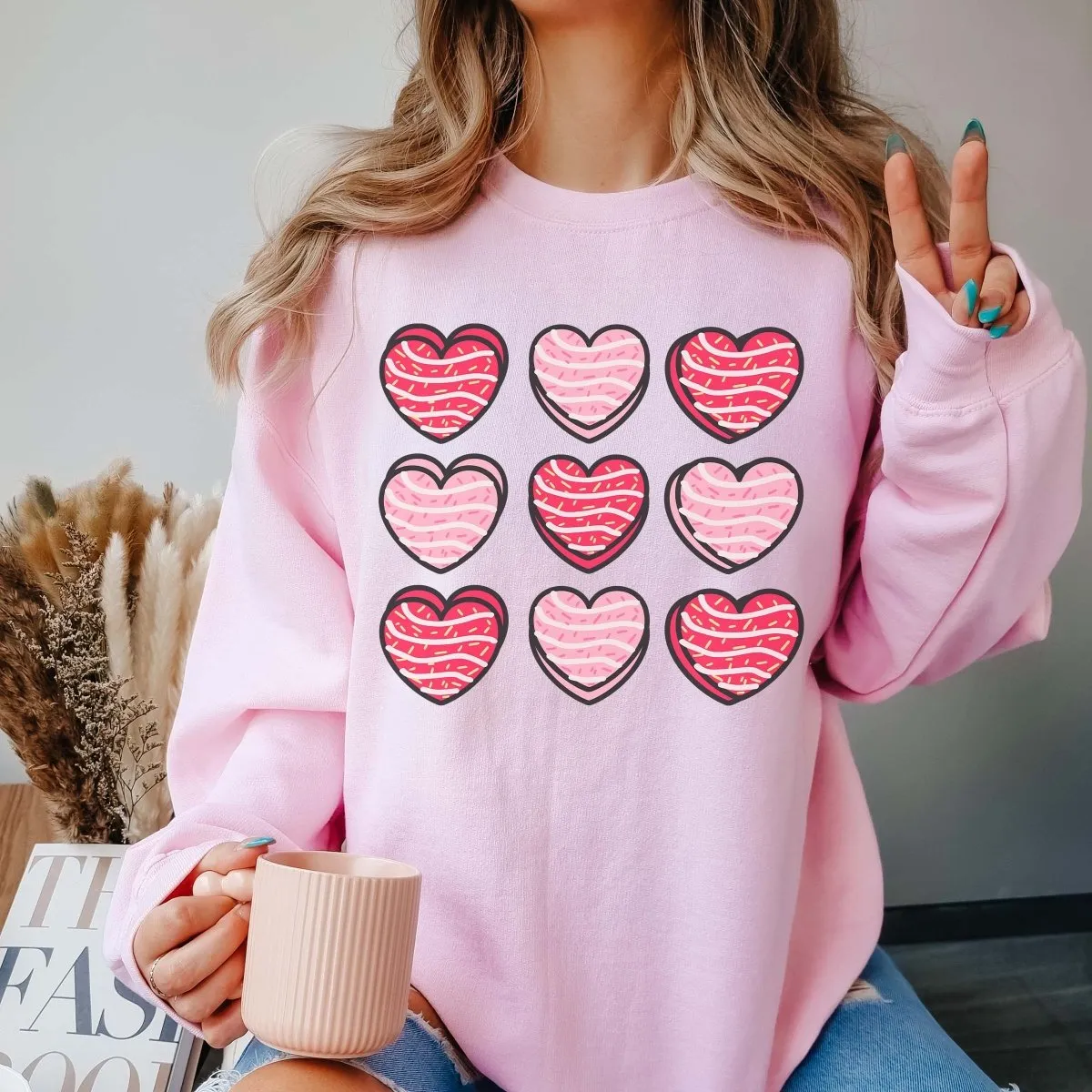 Heart Snack Cakes Collage Wholesale Crew Sweatshirt