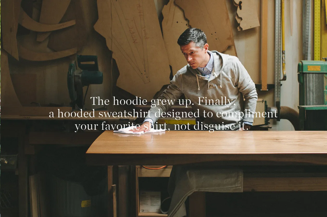 Heather Grey 3 Button Hooded Sweatshirt