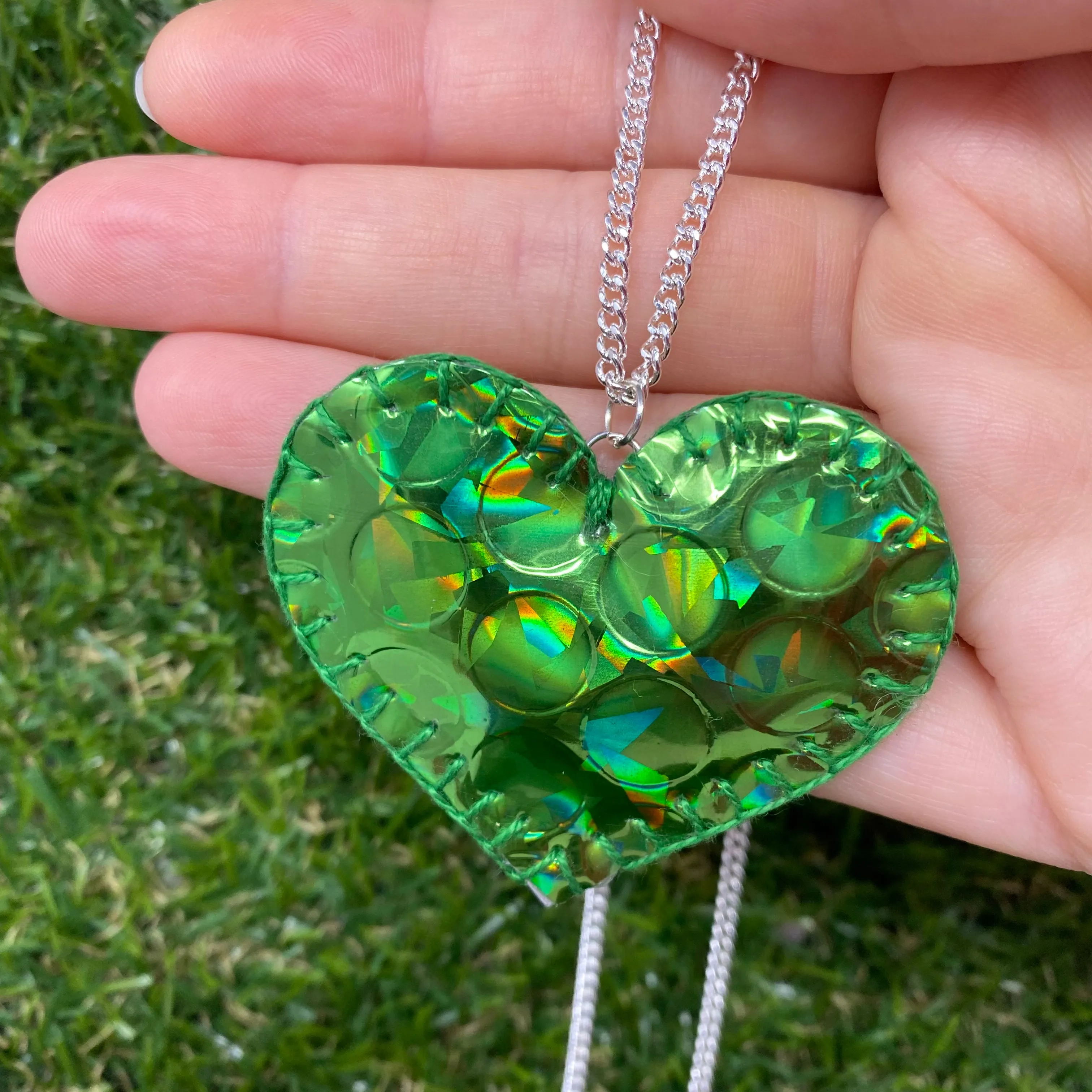 Holographic heart pendants