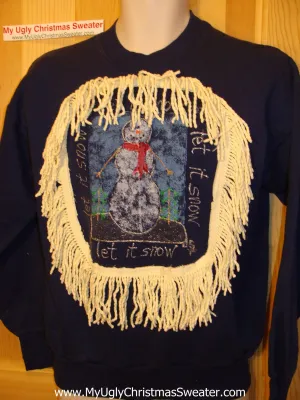 Horrible Funny Ugly Christmas Sweatshirt Snowman 'Let it Snow'
