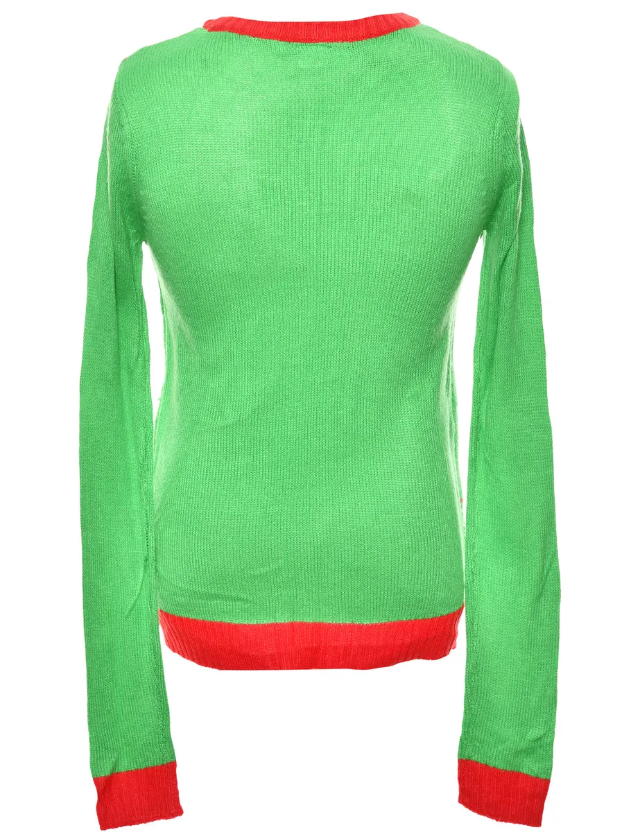Light Green Christmas Jumper - S