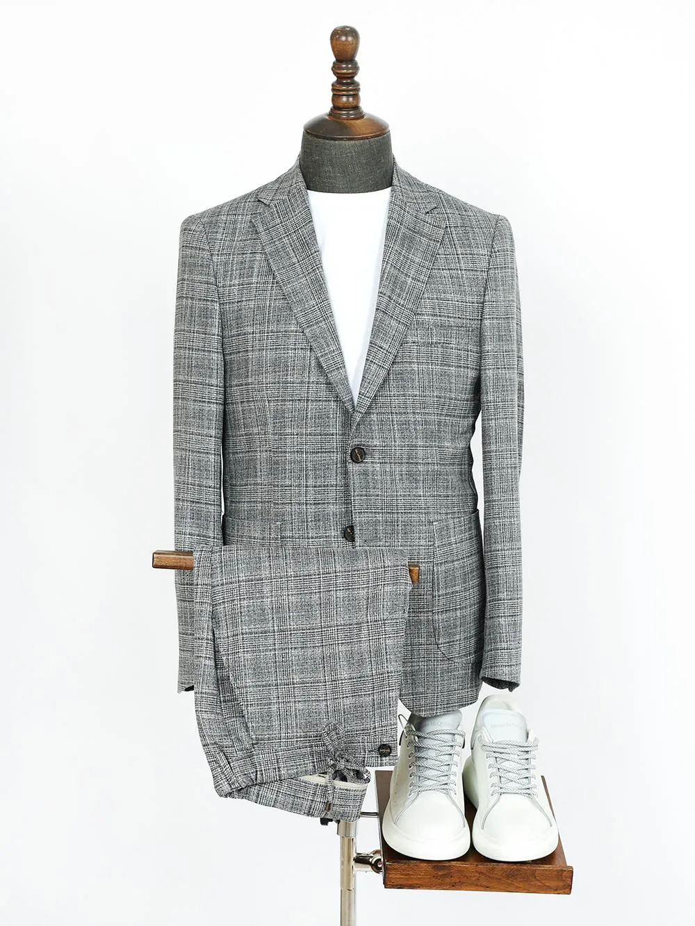 Light Stripe Gray Bespoke Men Suit Tailored