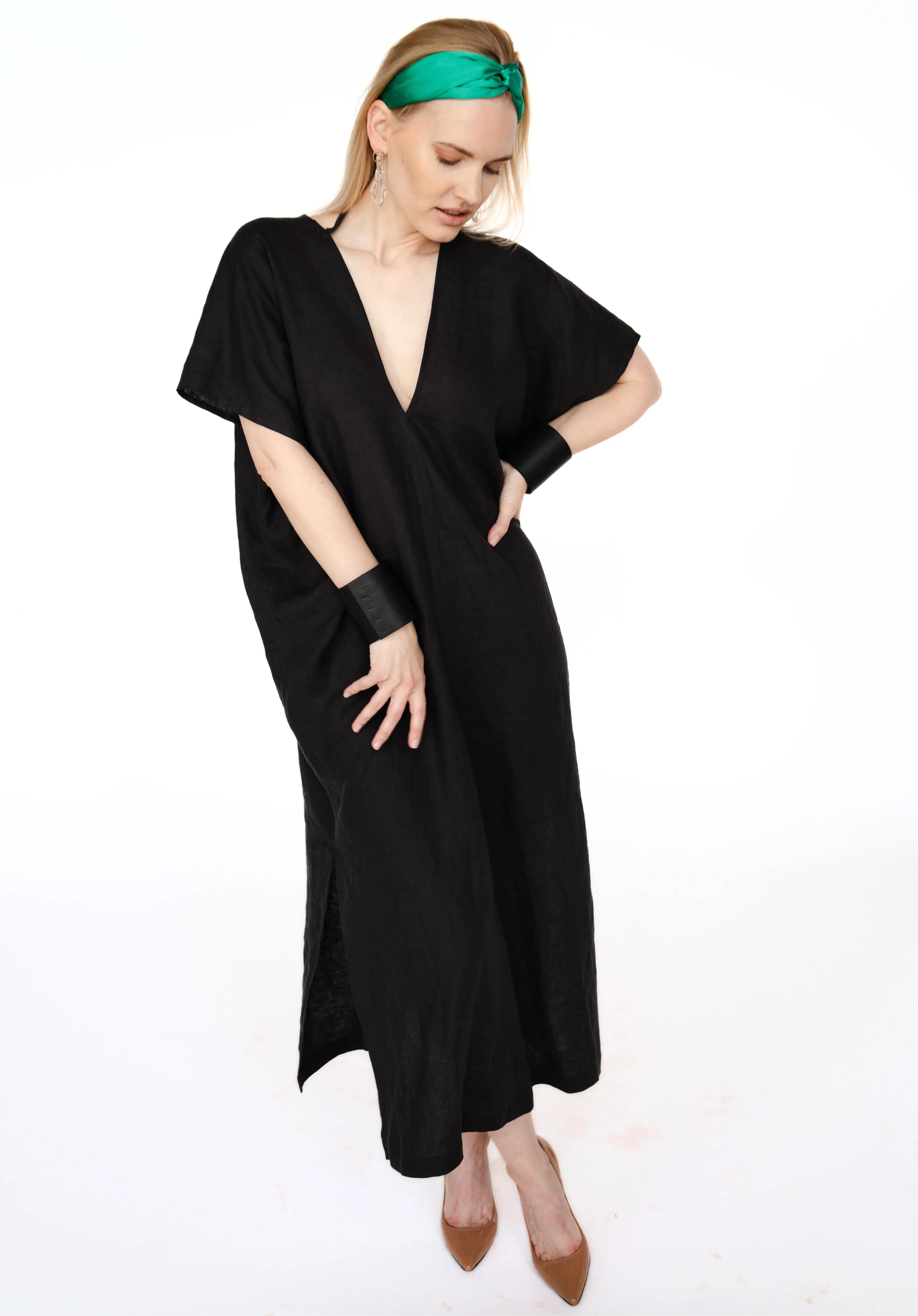 Linen Kaftan Dress/ one size/Zero Waste