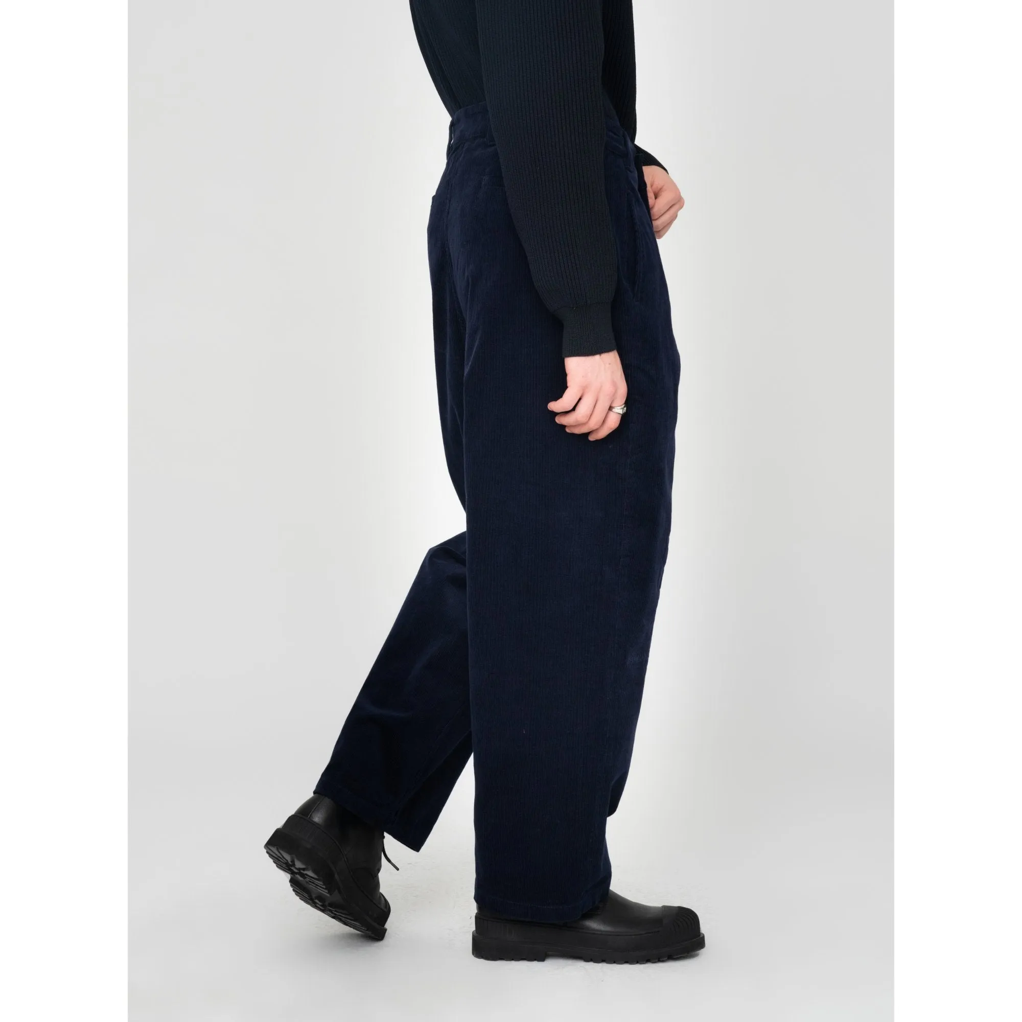 Men Patchwork Corduroy Pants - Navy