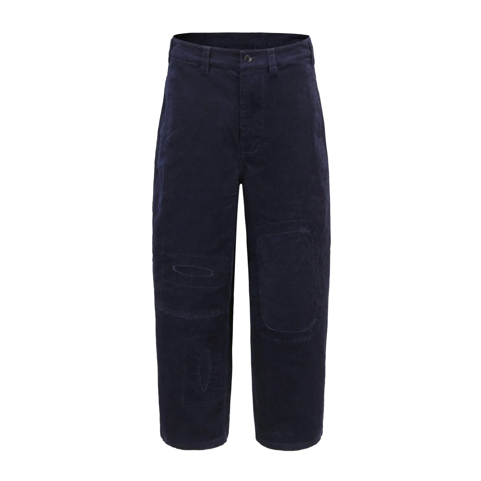 Men Patchwork Corduroy Pants - Navy