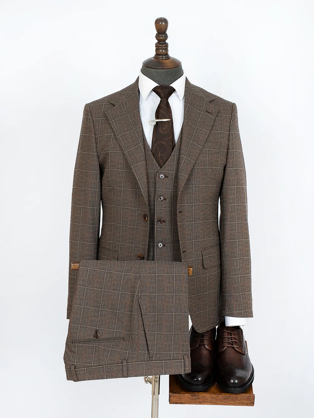 Oak Brown Stripe Bespoke Men Suit Tailored
