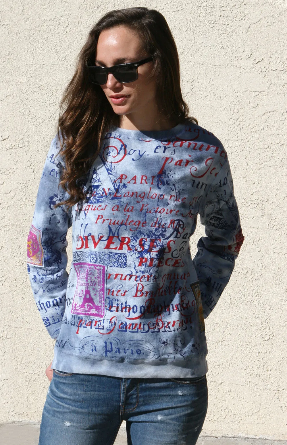 Paris Patchwork Sweatshirt - Blue