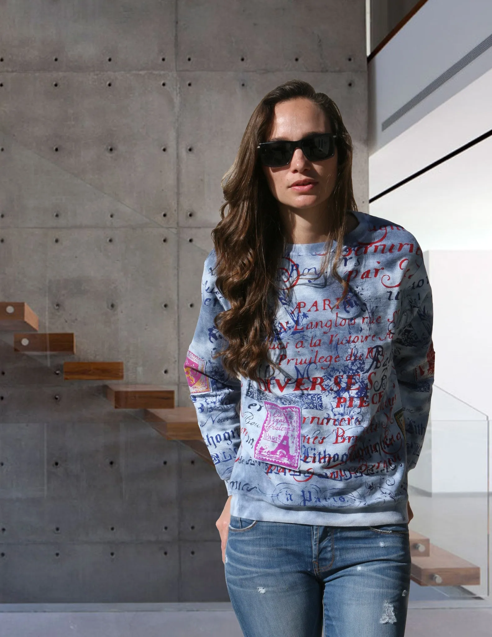 Paris Patchwork Sweatshirt - Blue