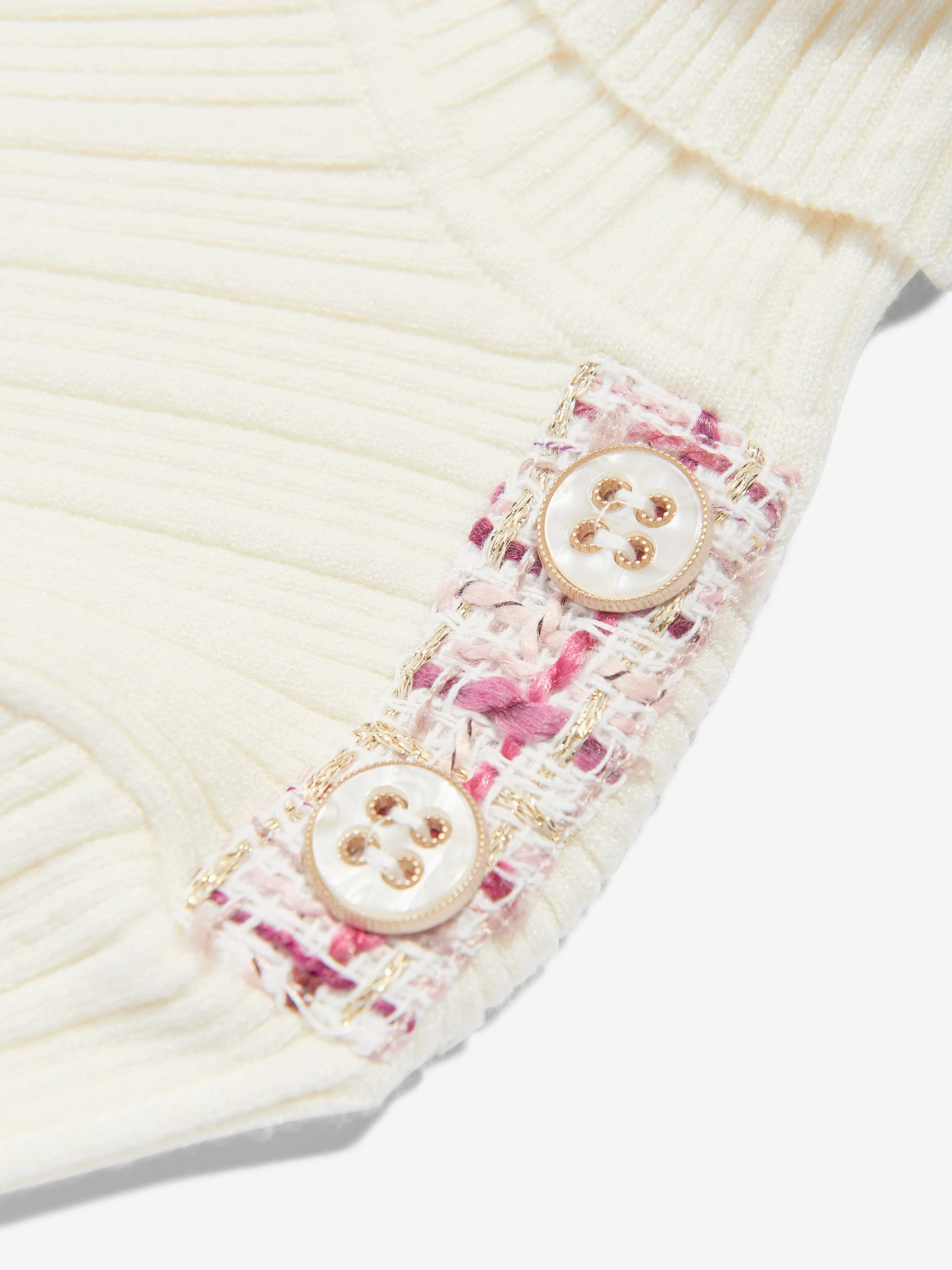 Patachou Girls Ribbed Jumper in White