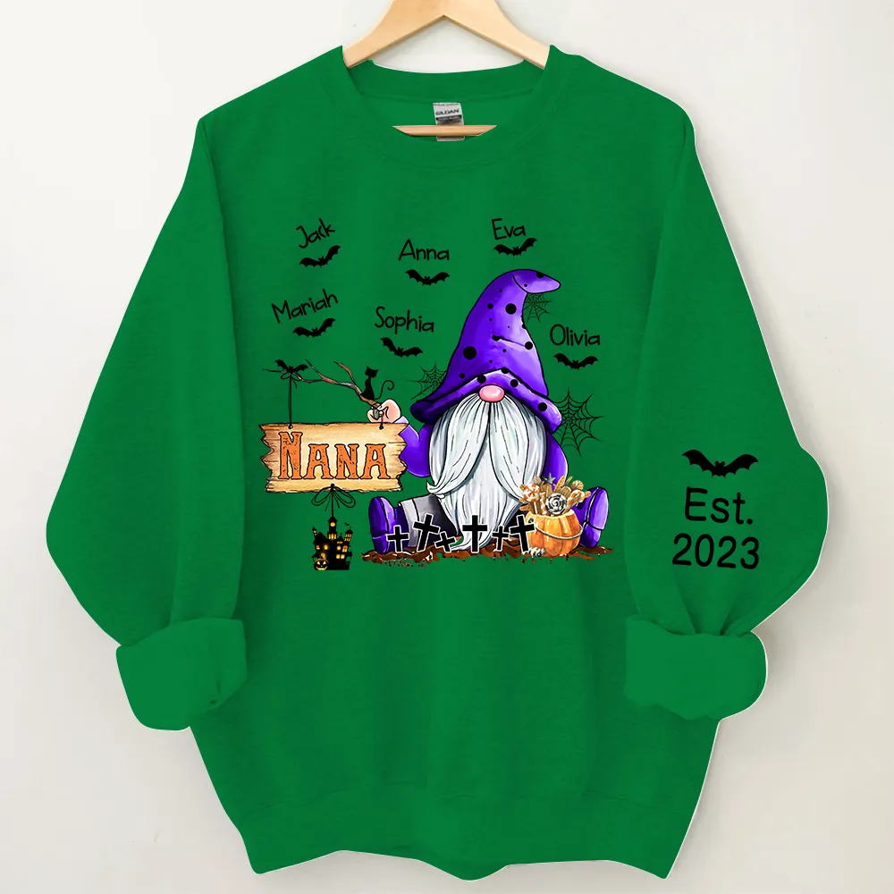 Personalized Nana Gnome Halloween Sweatshirt, Halloween Sweatshirt