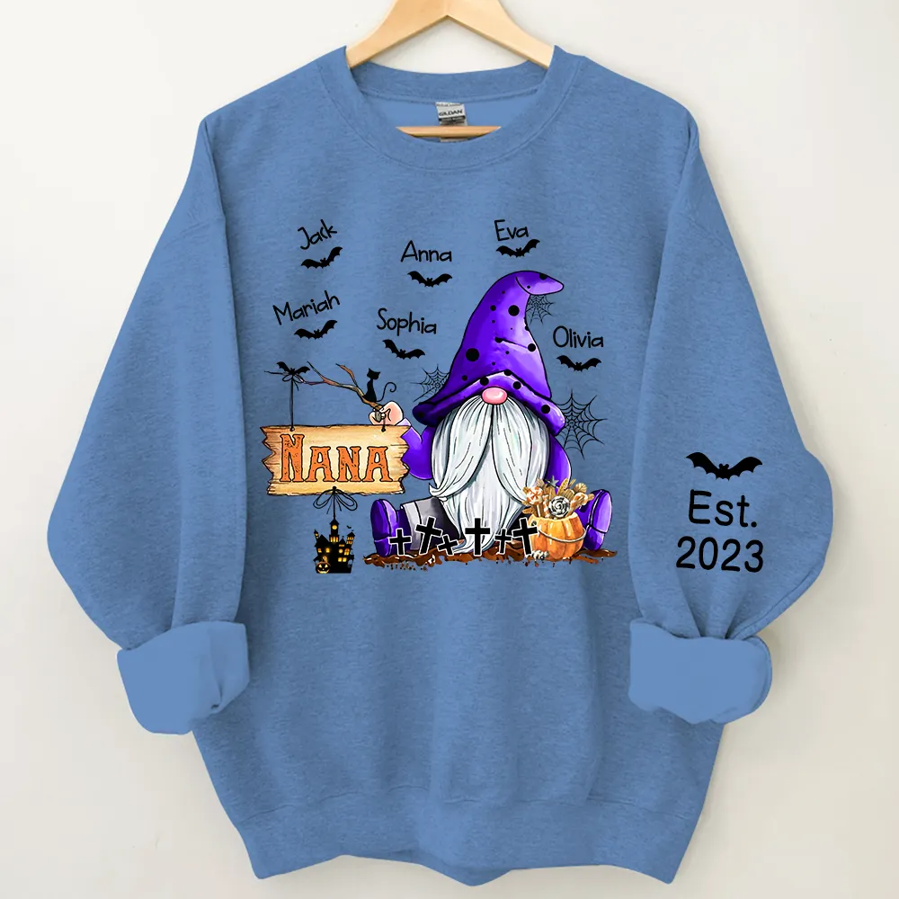 Personalized Nana Gnome Halloween Sweatshirt, Halloween Sweatshirt