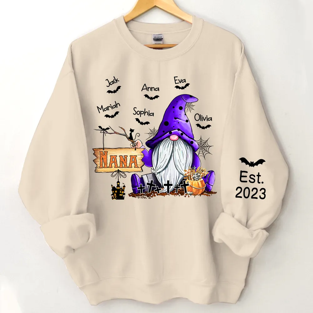 Personalized Nana Gnome Halloween Sweatshirt, Halloween Sweatshirt