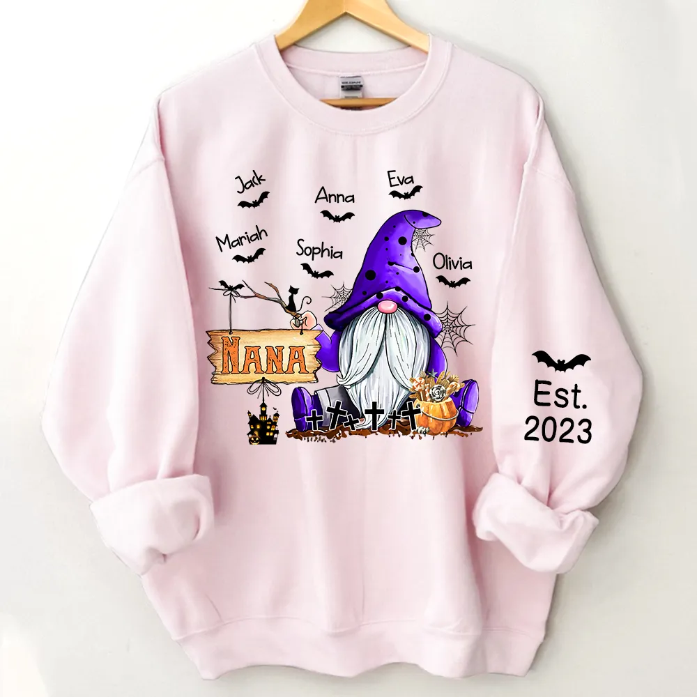 Personalized Nana Gnome Halloween Sweatshirt, Halloween Sweatshirt