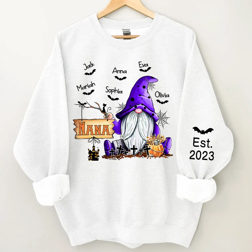 Personalized Nana Gnome Halloween Sweatshirt, Halloween Sweatshirt