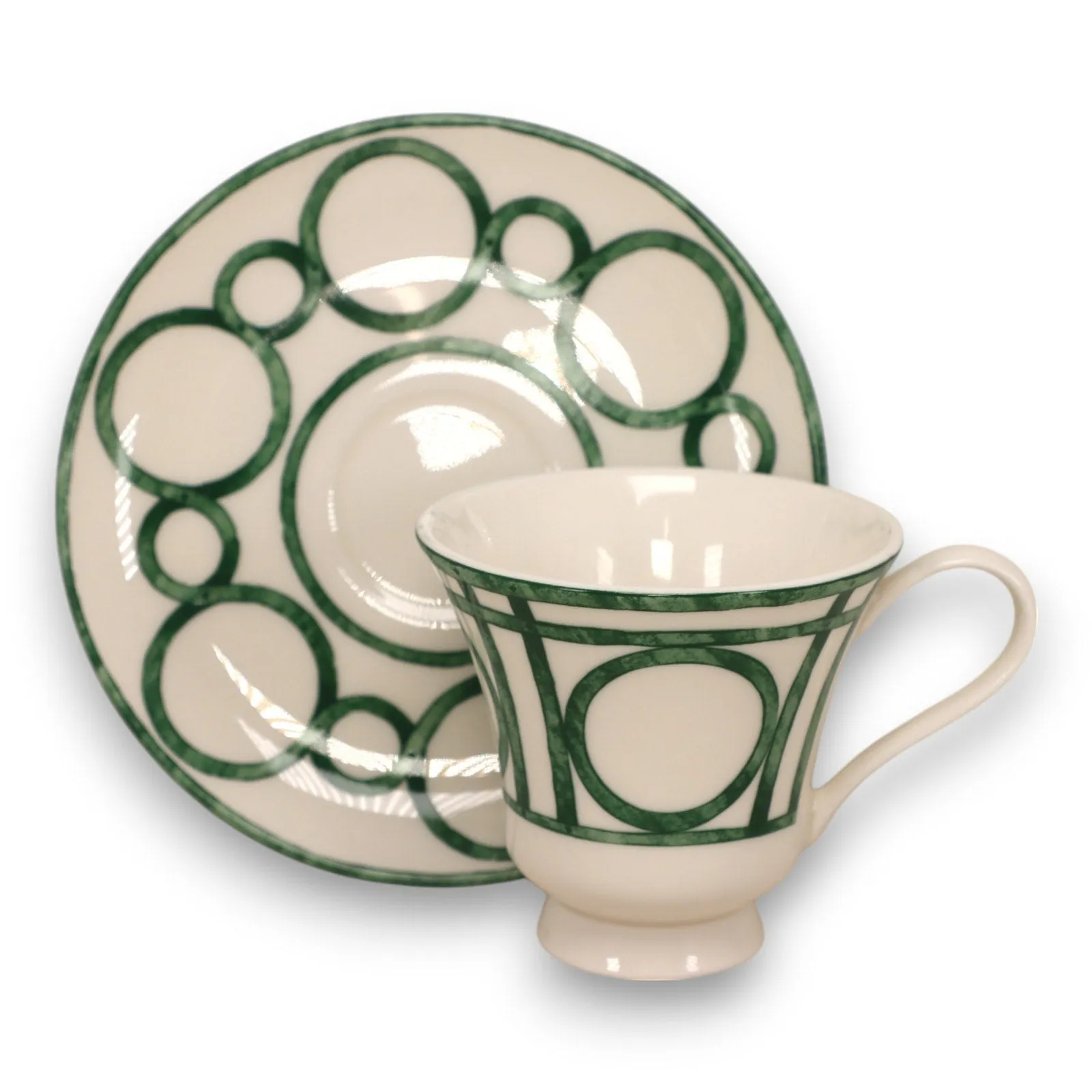 Pickard Elsie Charlotte Moss Tea Cup Saucer Set Green USA