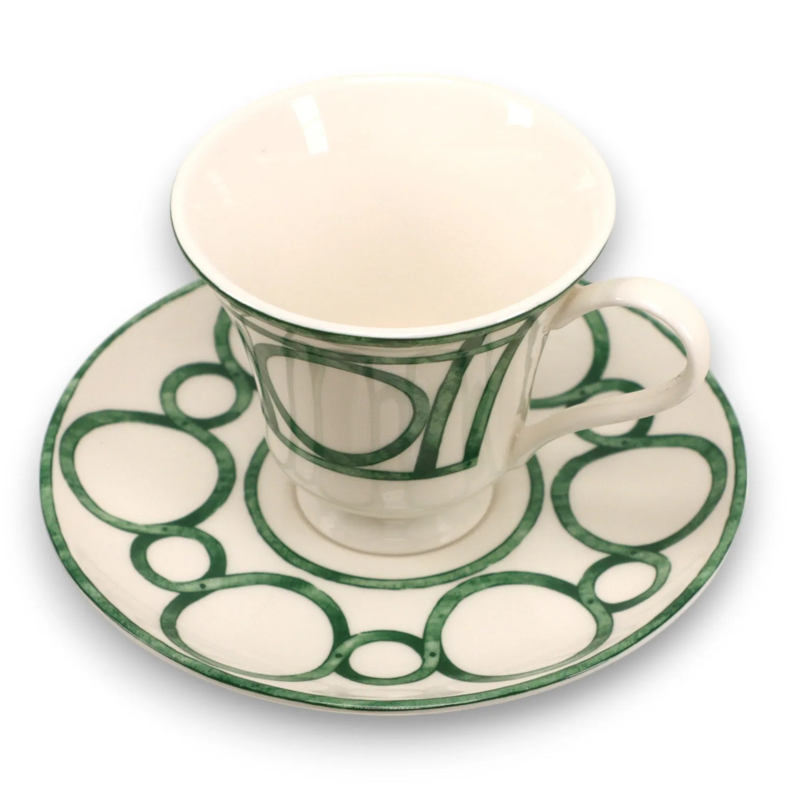 Pickard Elsie Charlotte Moss Tea Cup Saucer Set Green USA