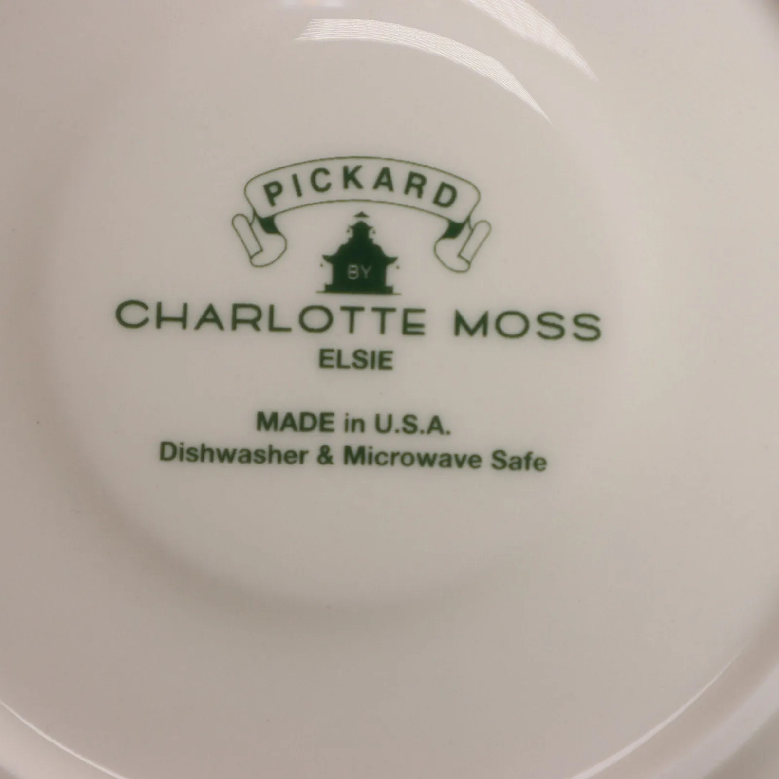 Pickard Elsie Charlotte Moss Tea Cup Saucer Set Green USA