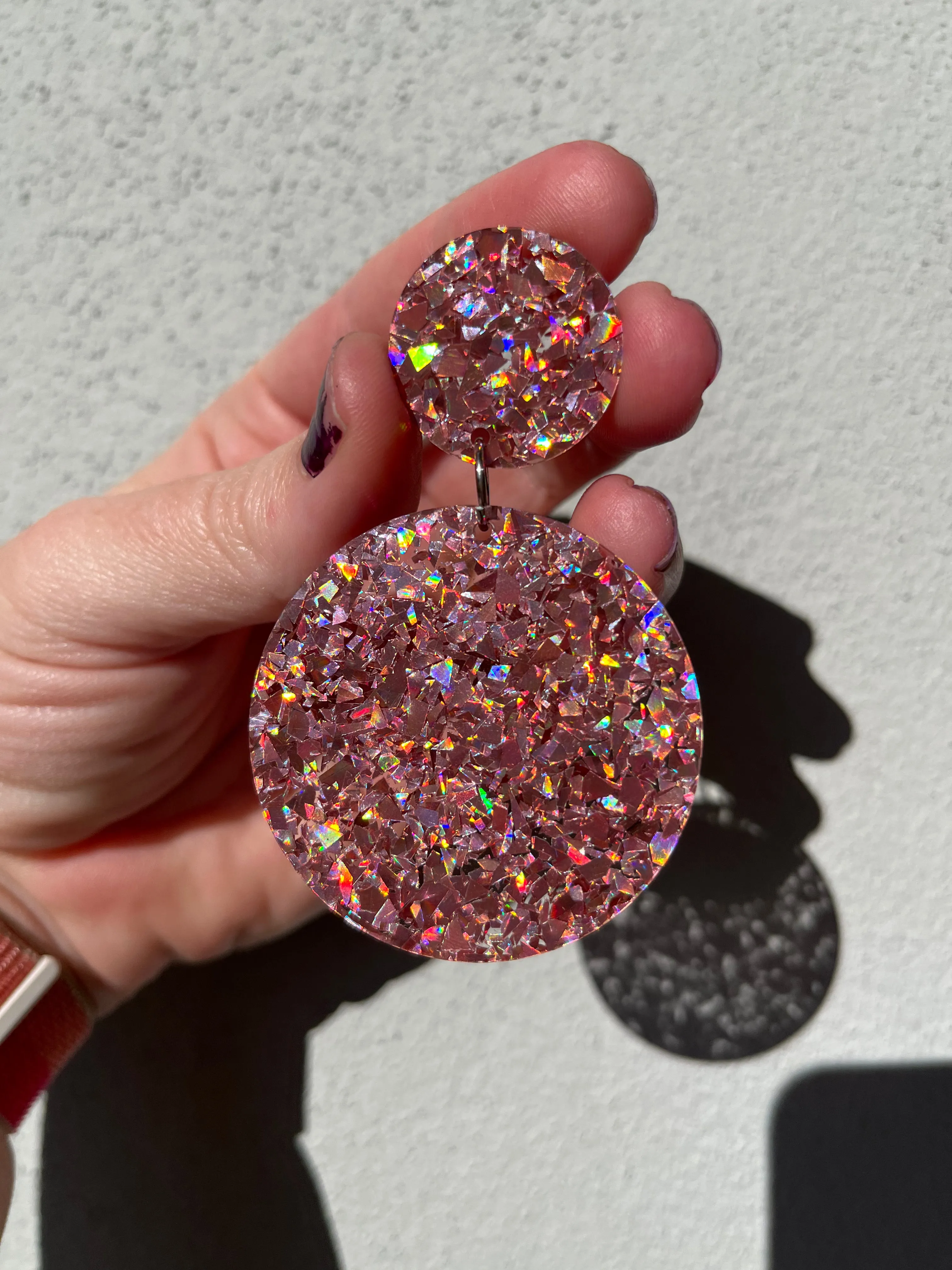 Pink Holographic Dangles