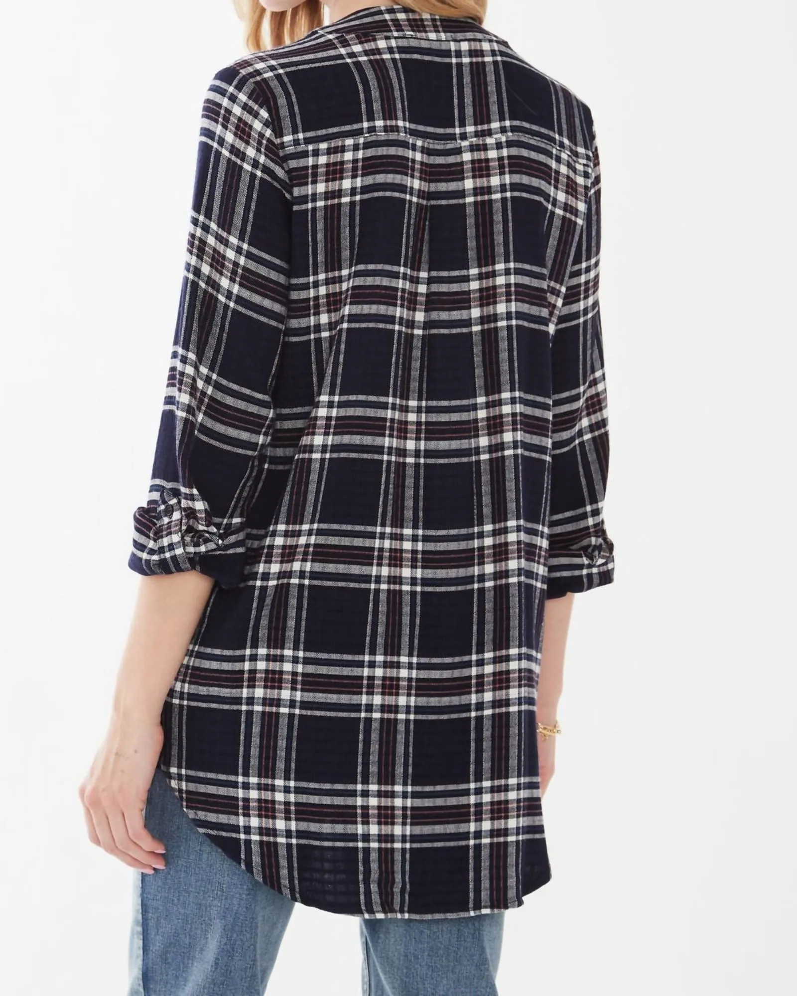 Popover Check Textured Tunic in Navy Plaid | Navy Plaid