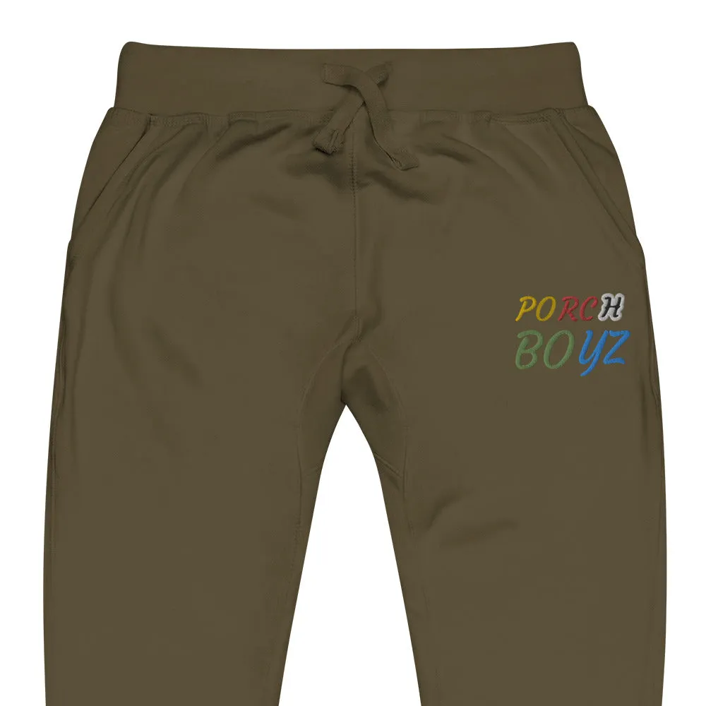 PorchBoyz Embroidered Multi Color Unisex fleece sweatpants