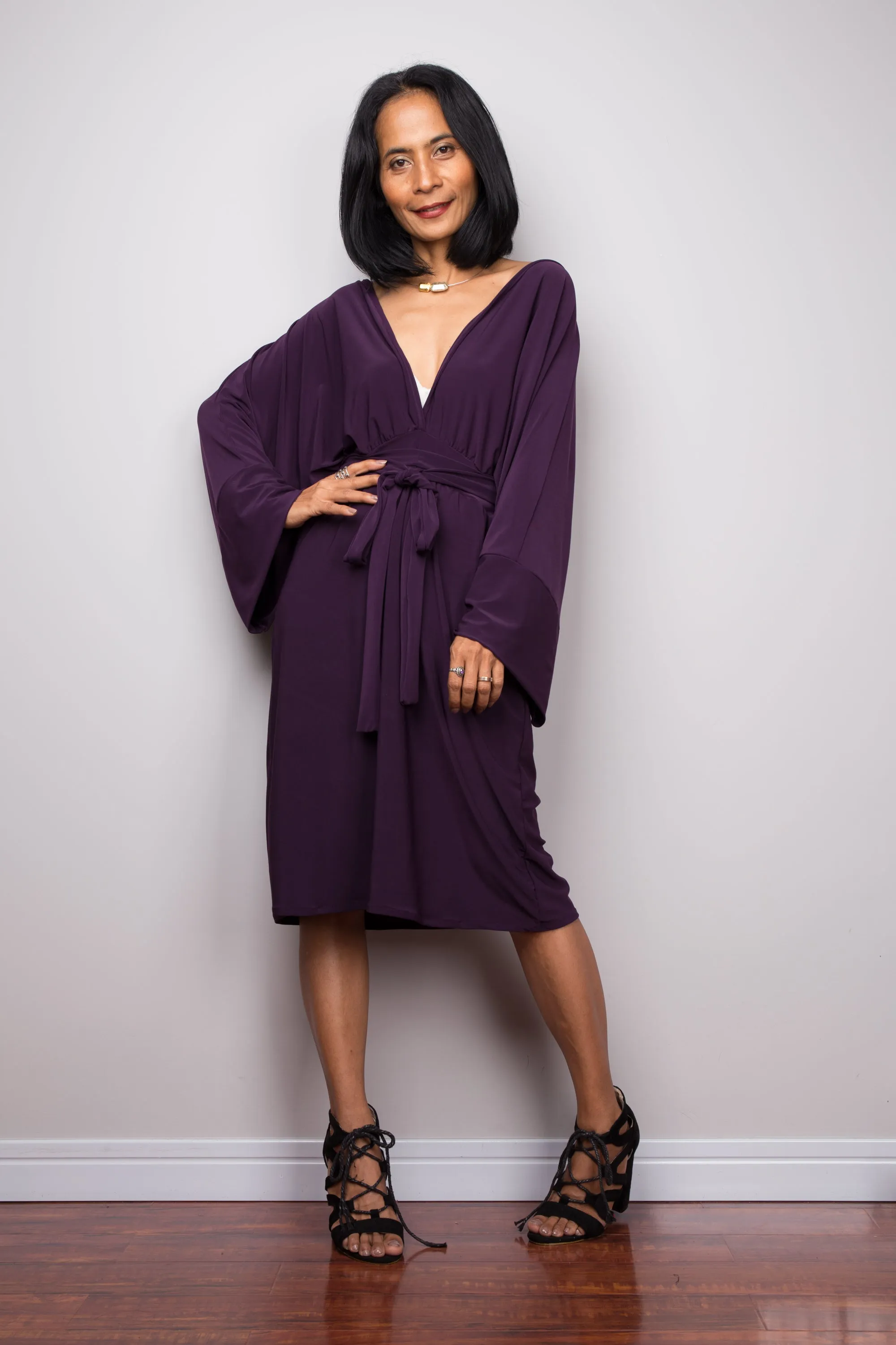 Purple midi dress