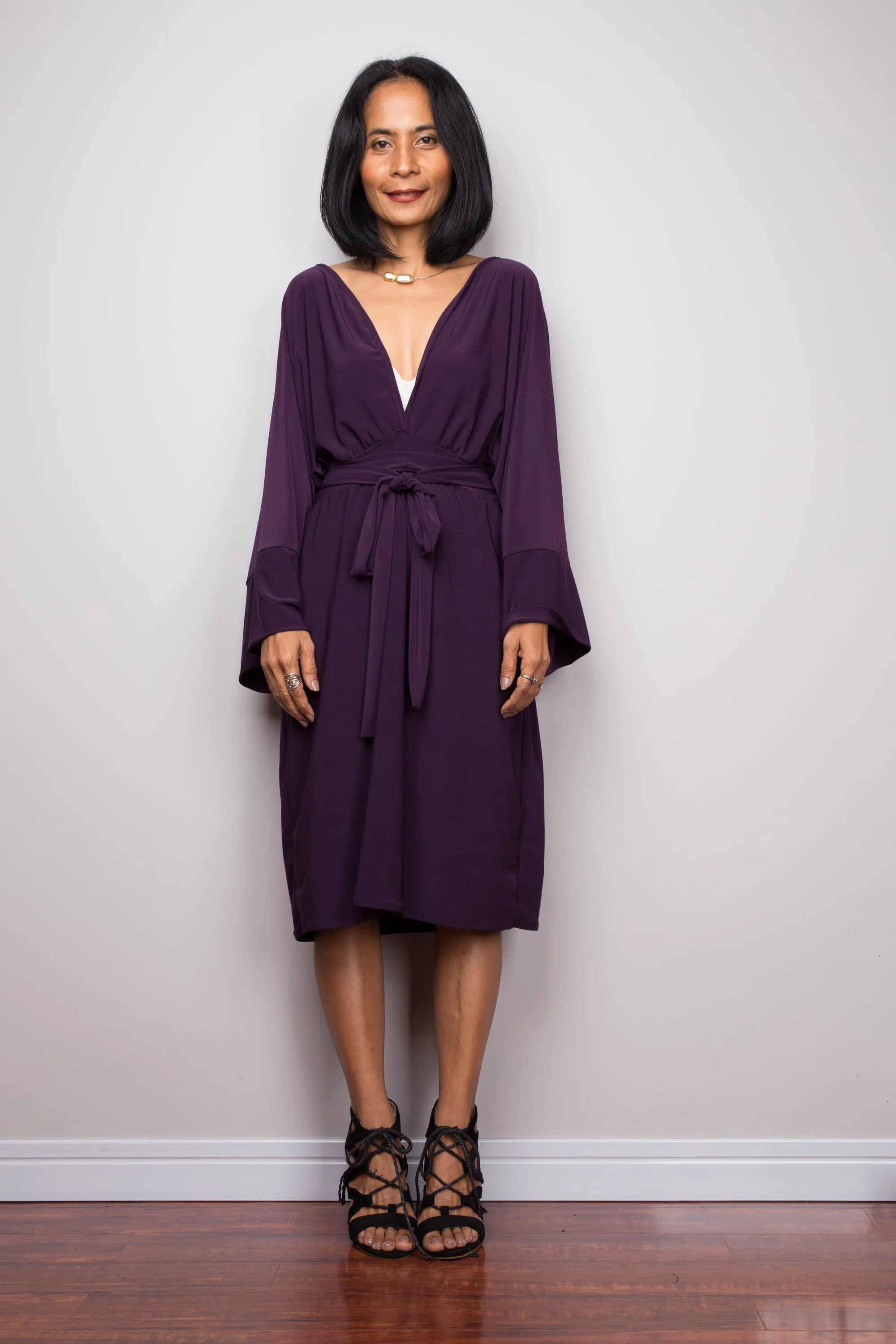 Purple midi dress