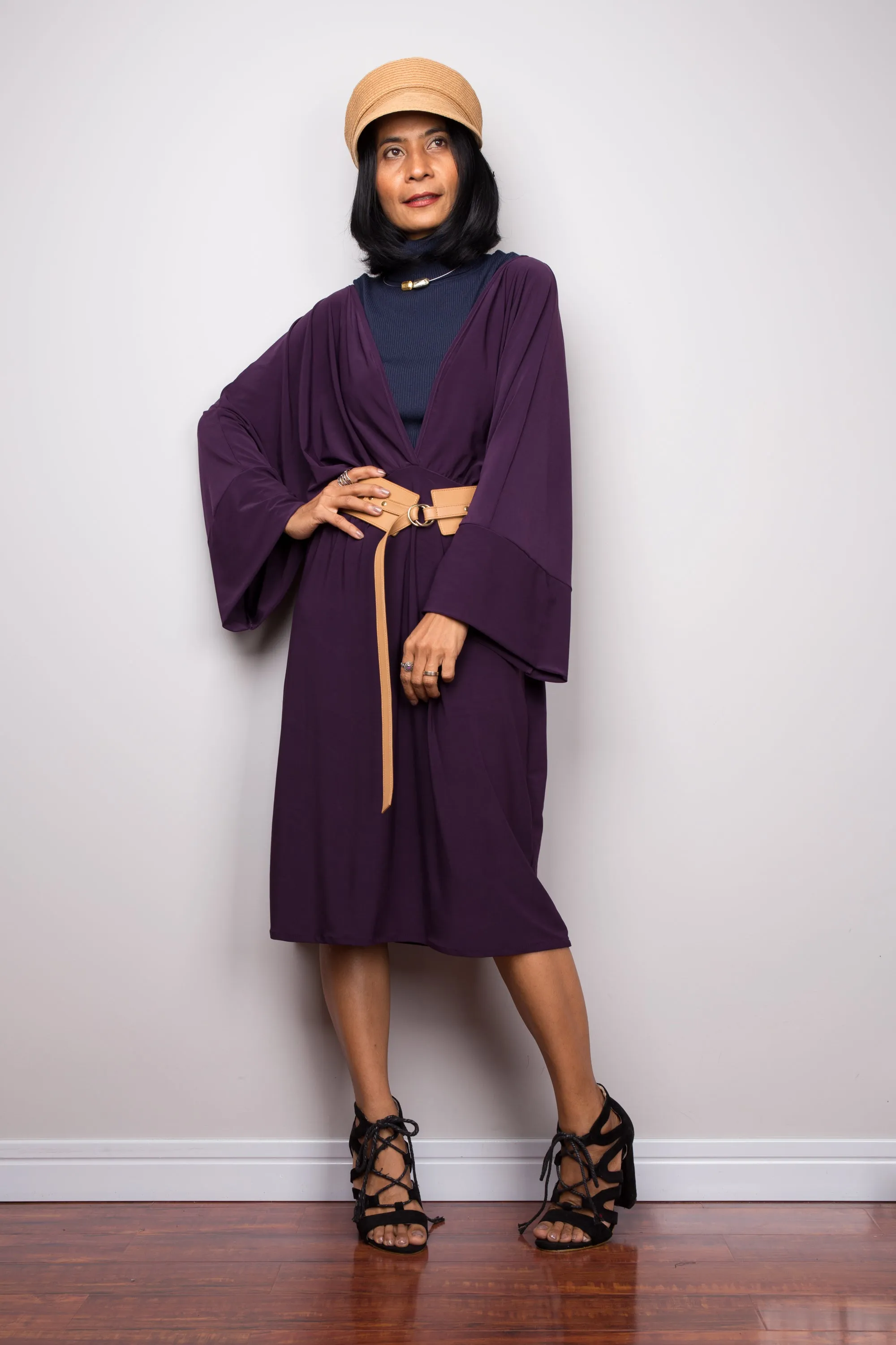 Purple midi dress