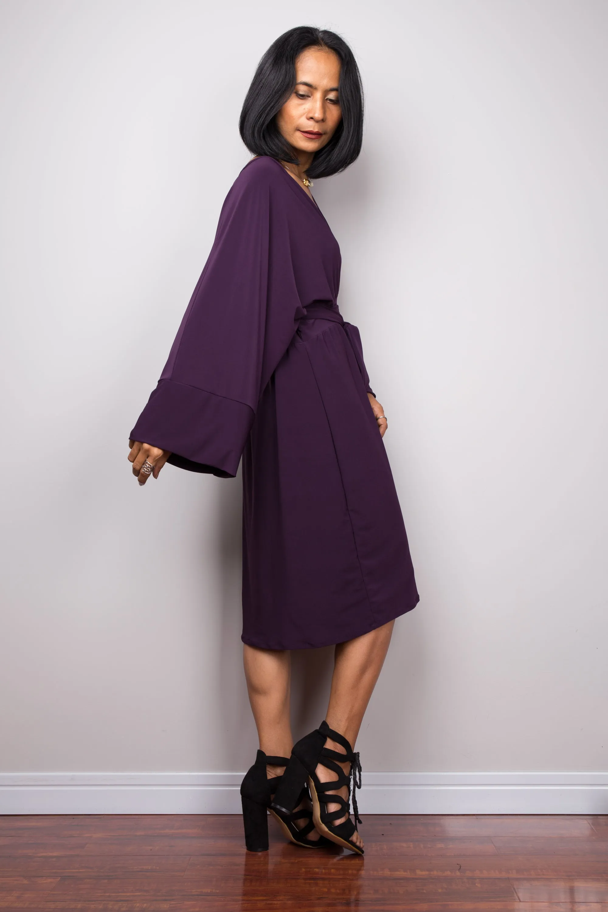 Purple midi dress