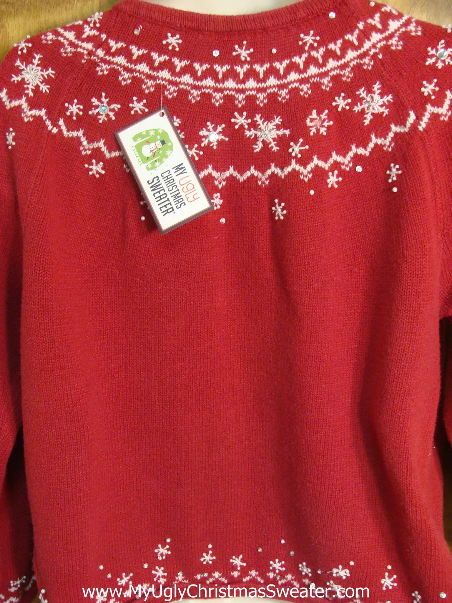 Red and White Snowflake Nordic Christmas Sweater