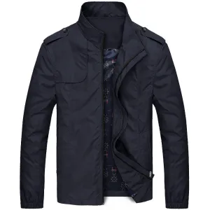 Stand-up Collar Slim Fit Thin Trench Coat Fleece-lined Thickened Jacket