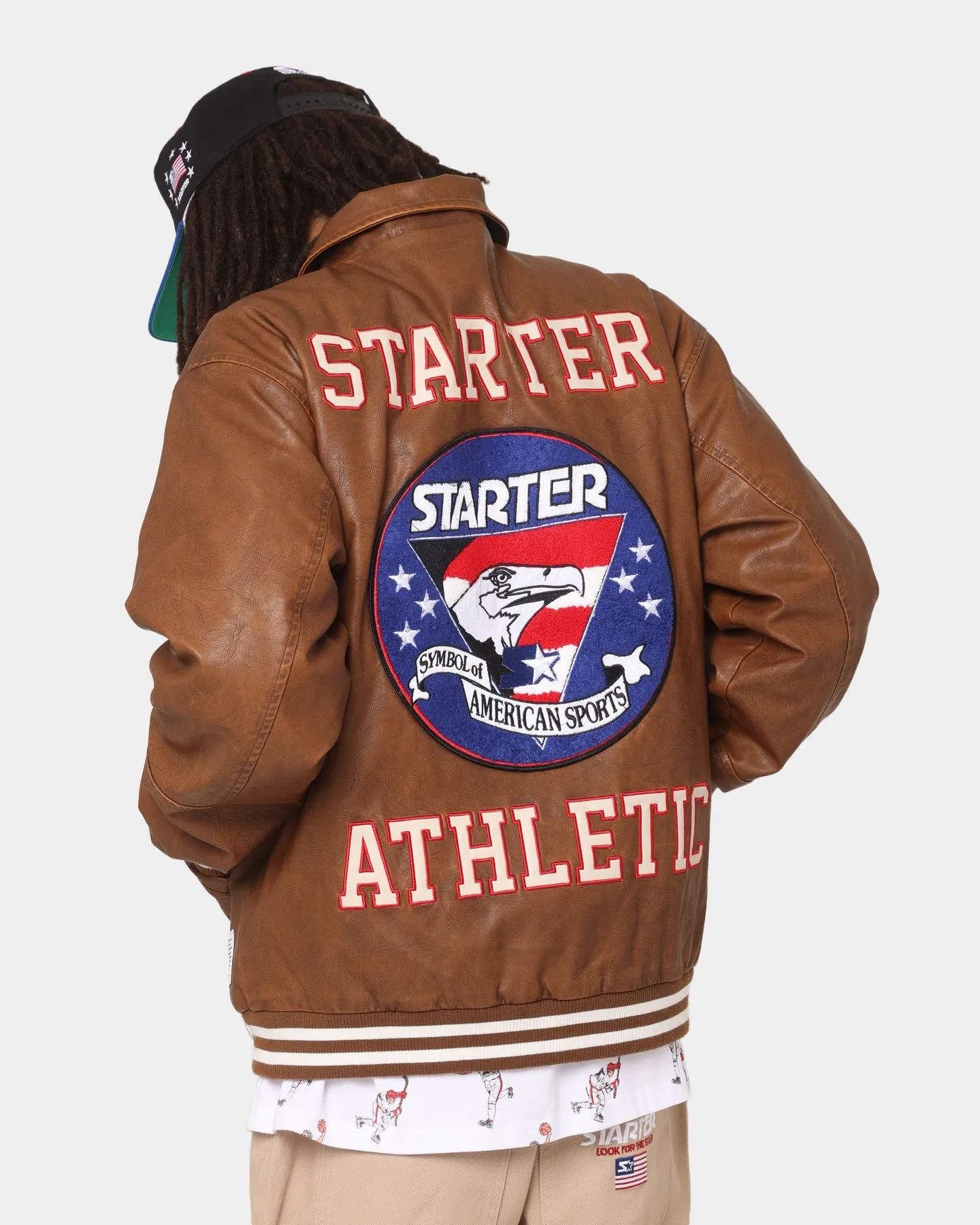 Starter Symbol Leather Jacket Brown