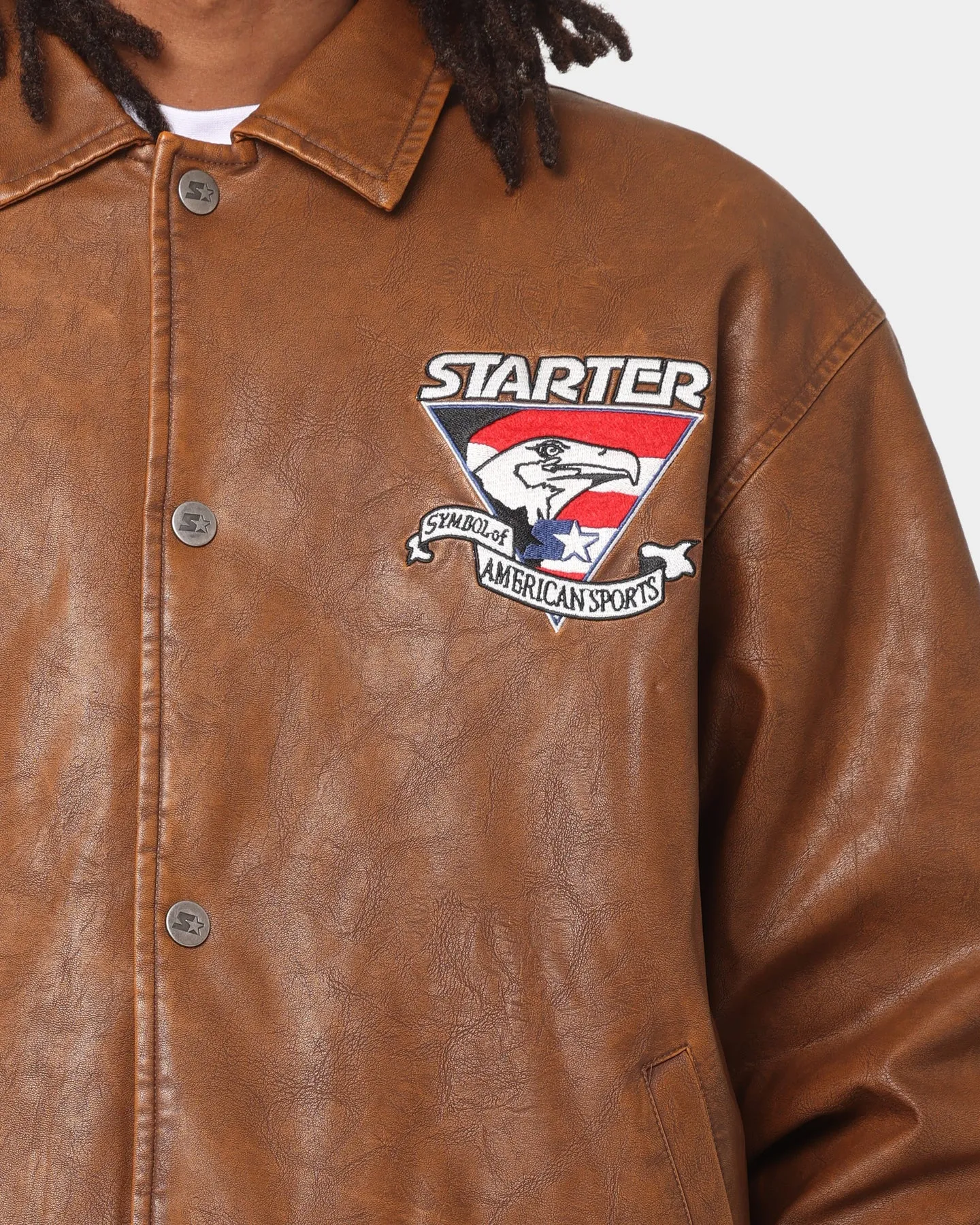 Starter Symbol Leather Jacket Brown