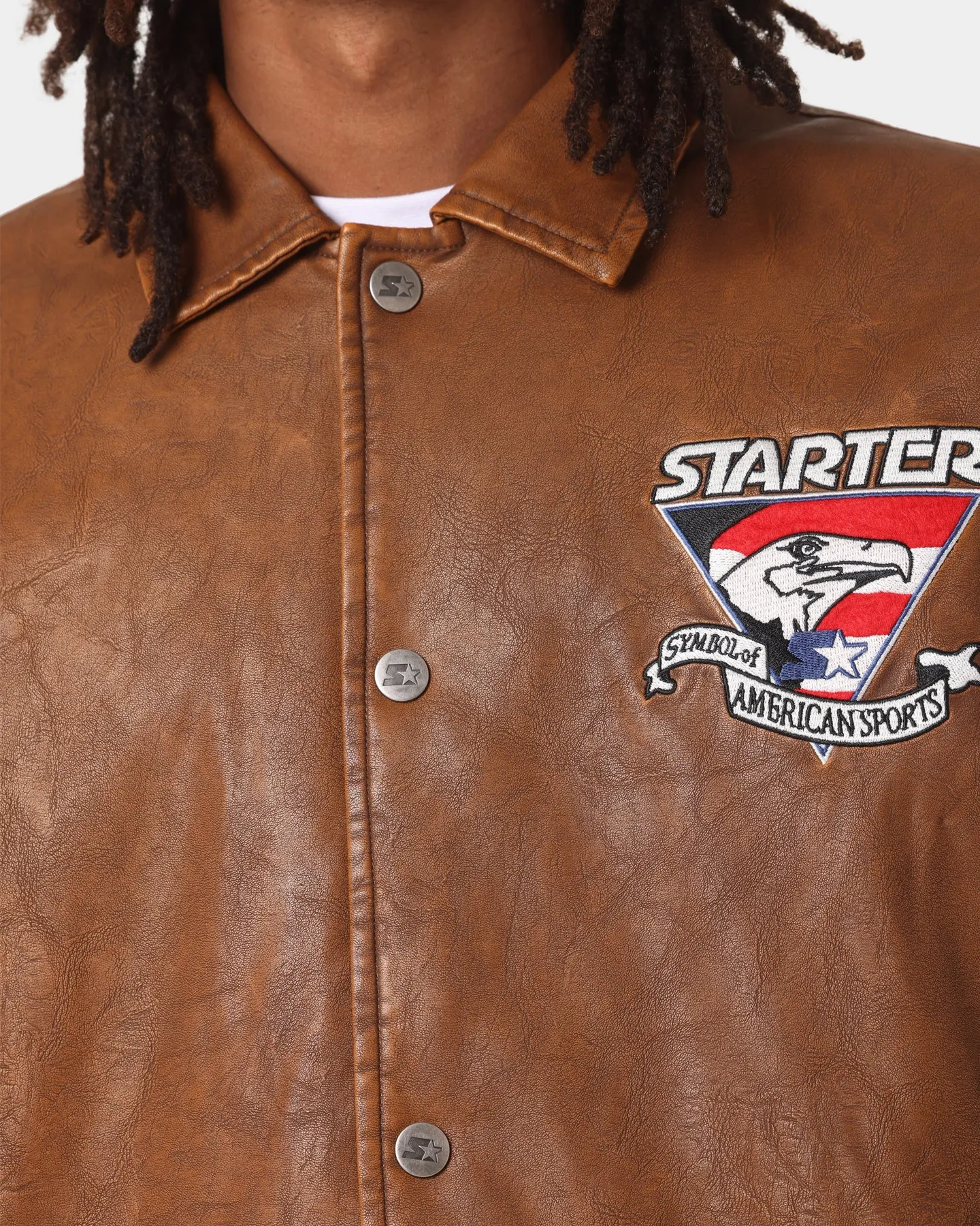 Starter Symbol Leather Jacket Brown