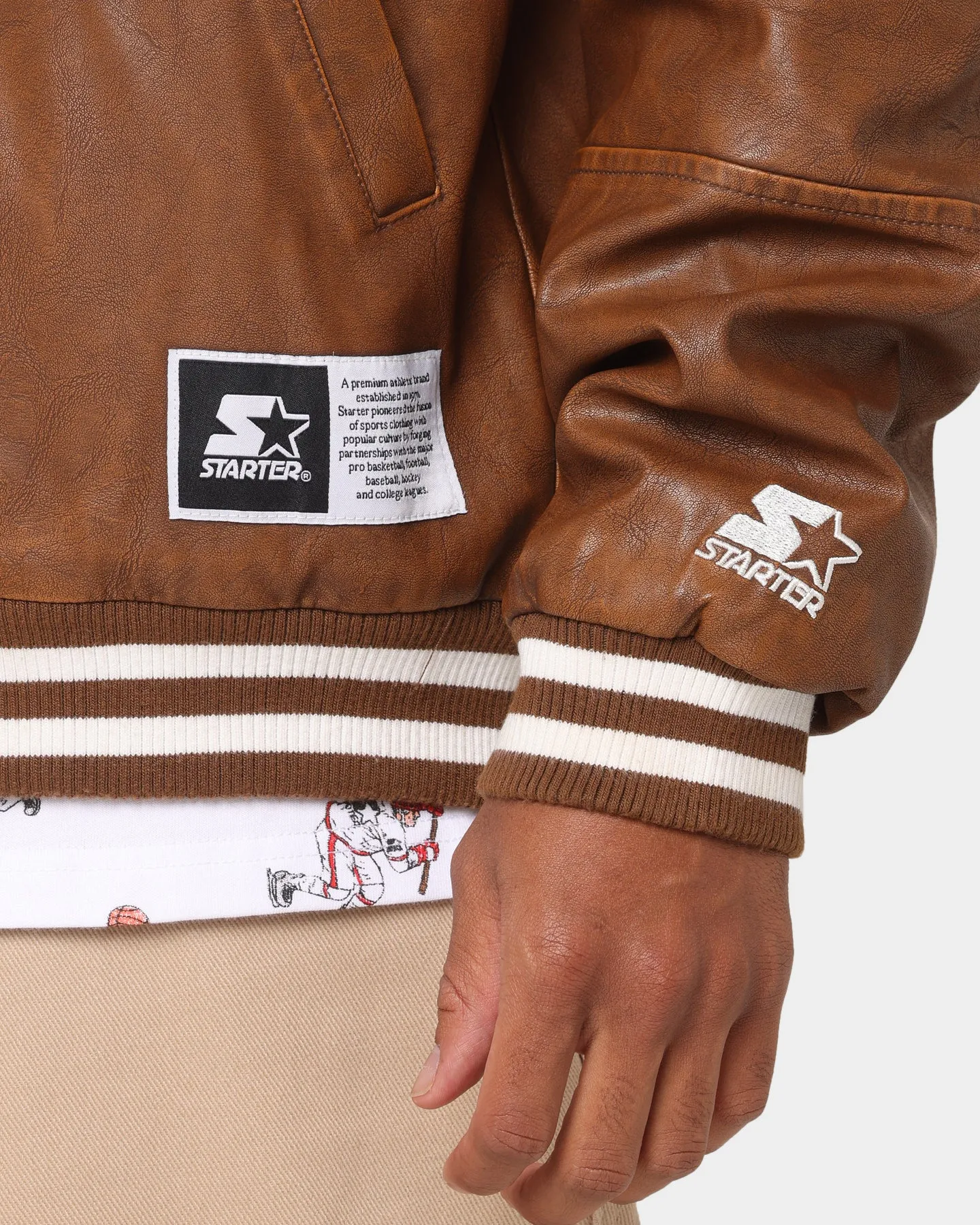 Starter Symbol Leather Jacket Brown