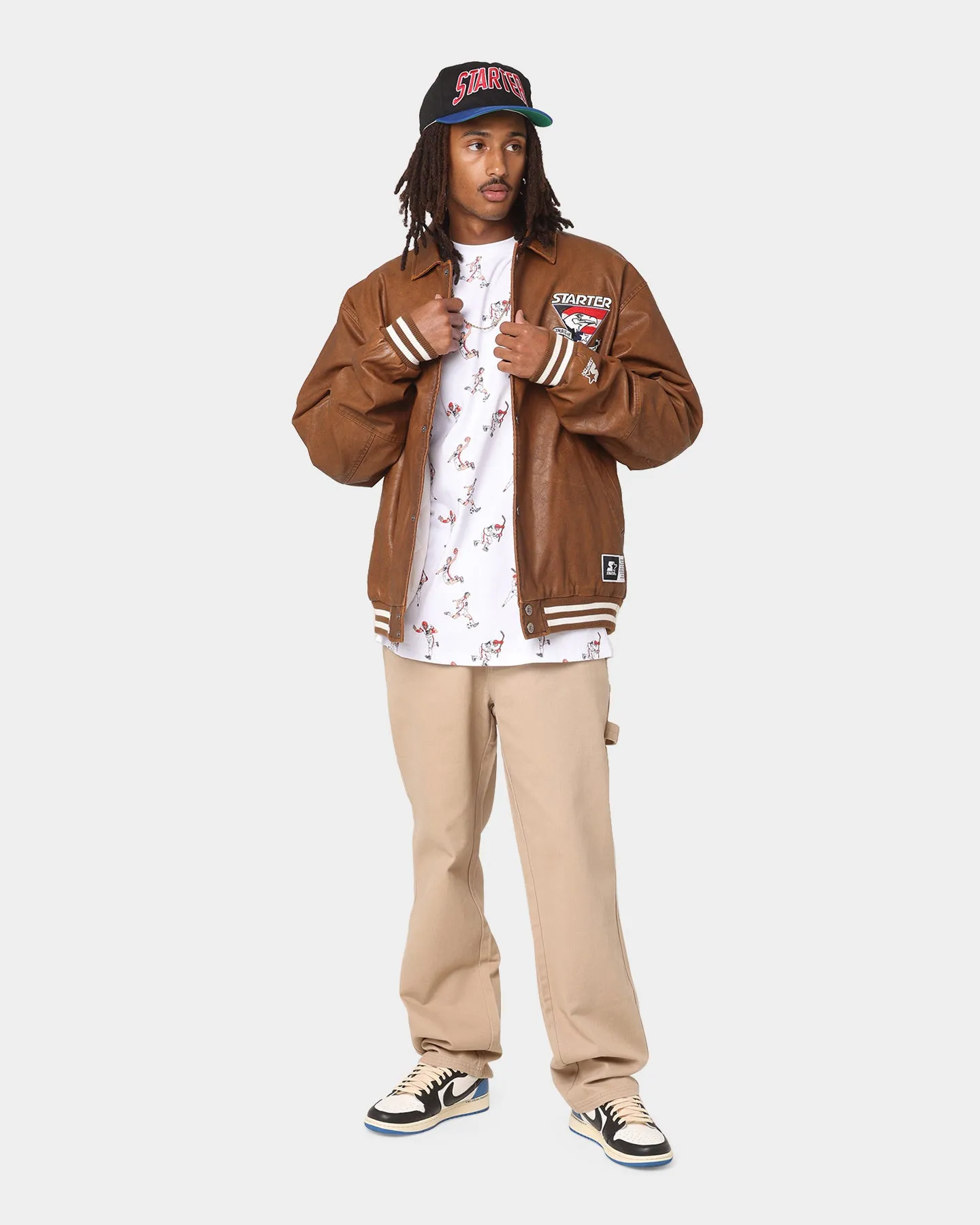 Starter Symbol Leather Jacket Brown