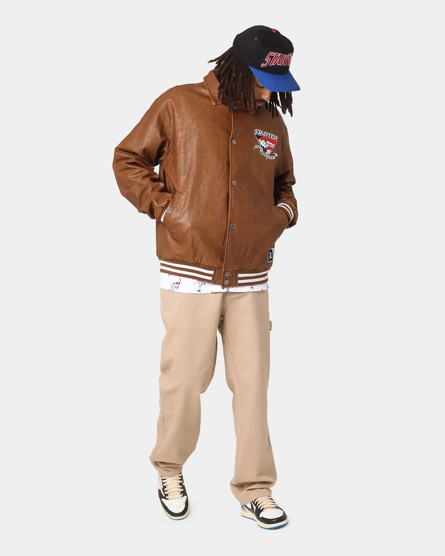 Starter Symbol Leather Jacket Brown